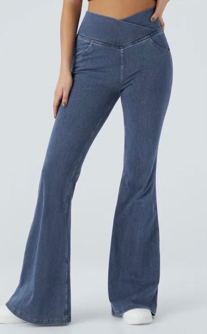 Halara Flex High Waisted Crossover Casual Jeans NWT Small Petite